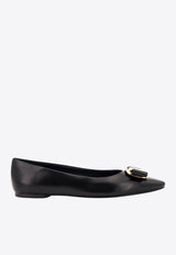 Salvatore Ferragamo Zea Vara Bow Nappa Leather Ballet Flats Black 01H585768694_NERO