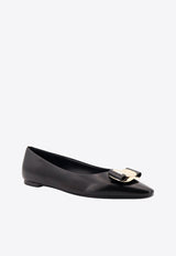 Salvatore Ferragamo Zea Vara Bow Nappa Leather Ballet Flats Black 01H585768694_NERO