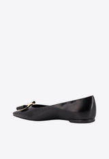 Salvatore Ferragamo Zea Vara Bow Nappa Leather Ballet Flats Black 01H585768694_NERO