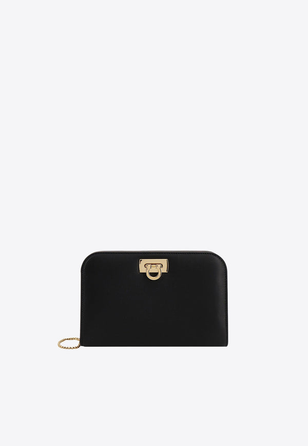 Salvatore Ferragamo Mini Diana Clutch Bag in Leather 218352771651_NERO Black