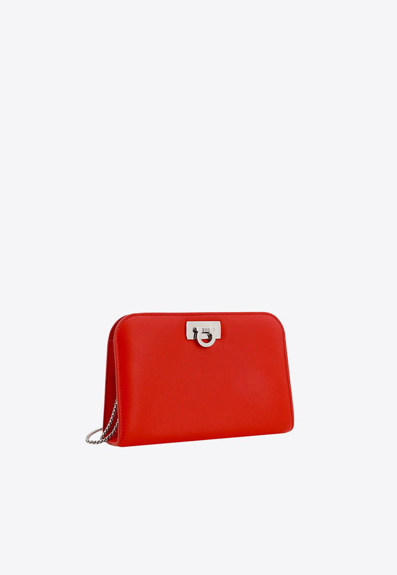 Salvatore Ferragamo Mini Diana Clutch Bag in Leather 218352771653_FLAME RED Red