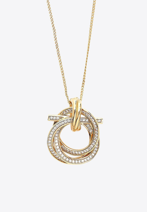 Salvatore Ferragamo Gancini Crystal-Embellished Necklace 760609758563_ORO Gold