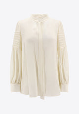 Chloé Long-Sleeved Gathered Blouse Cream C24SHT08060_101