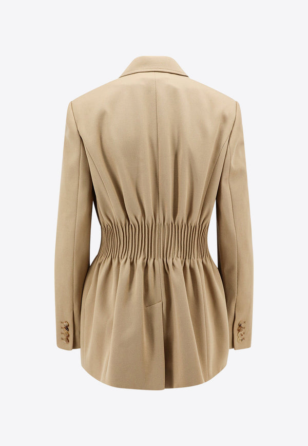 Chloé Double-Breasted Smocked Wool Blazer Beige C24SVE02170_278