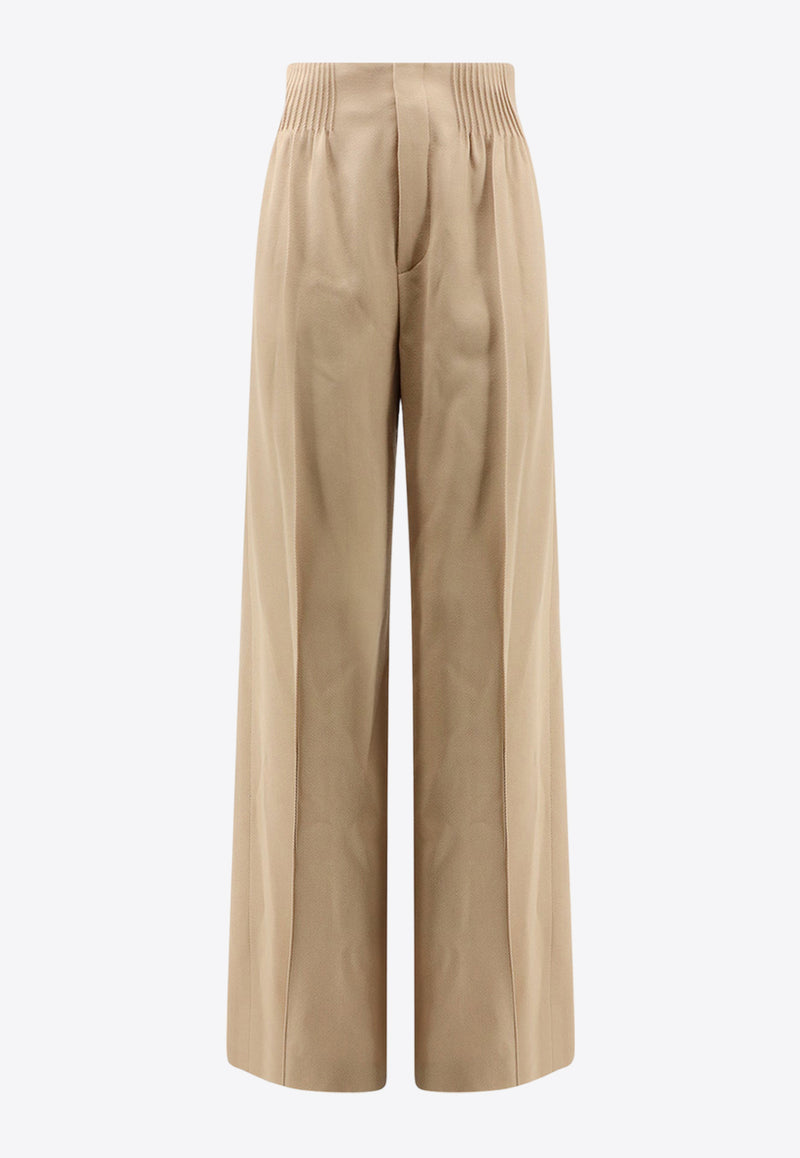 Chloé Wide-Leg Smocked Pants
 Beige C24SPA05170_278