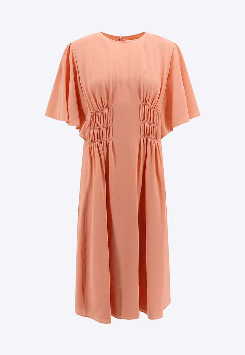 Chloé Ruched Silk Knee-Length Dress Pink C24SRO01004_6T7