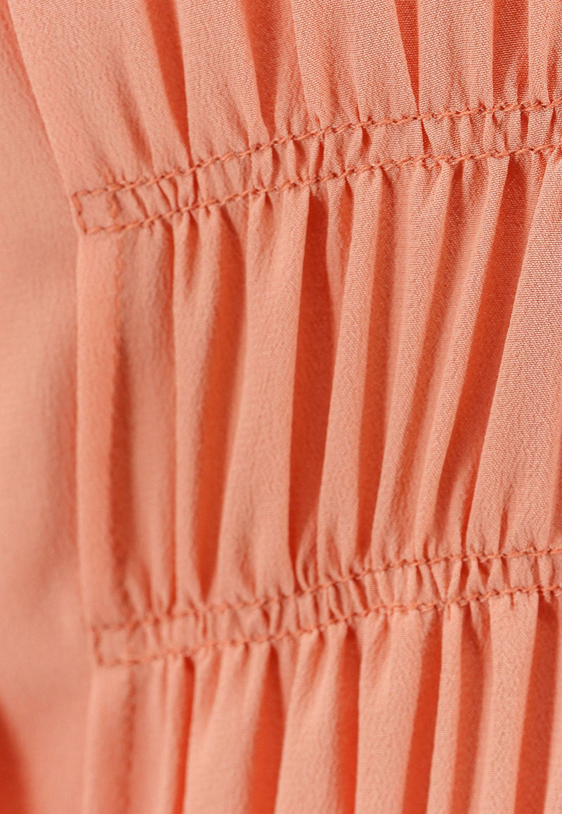 Chloé Ruched Silk Knee-Length Dress Pink C24SRO01004_6T7