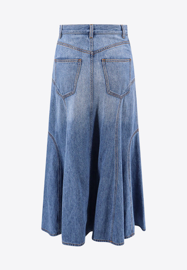 Chloé Flared Midi Denim Skirt Blue C24SDJ03152_470