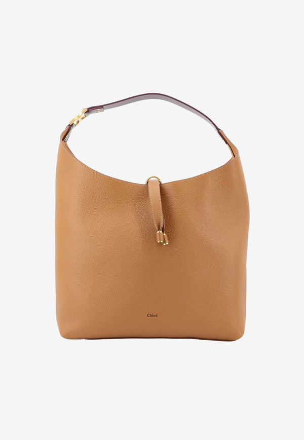 Chloé Marcie Grained Leather Hobo Bag Brown C24SS630I31_207