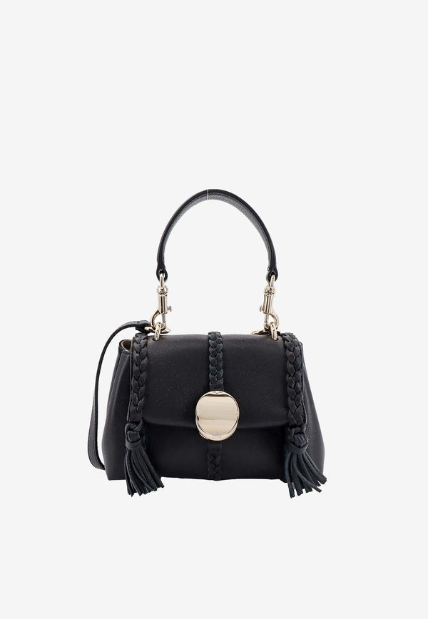 Chloé Mini Penelope Grained Leather Top Handle Bag Black C23AS575K15_001