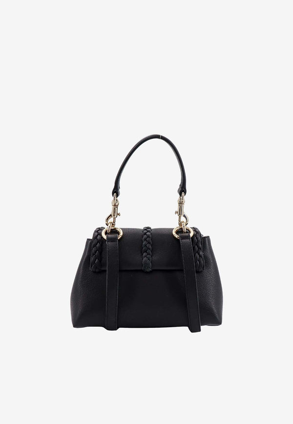 Chloé Mini Penelope Grained Leather Top Handle Bag Black C23AS575K15_001