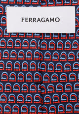 Salvatore Ferragamo Gancini Print Silk Tie 350945768502_MARINE Multicolor