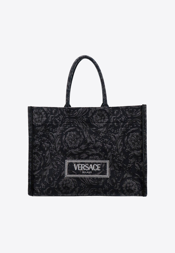 Versace Barocco Athena Jacquard Canvas Tote Bag 10131521A09741_2BM0V Black