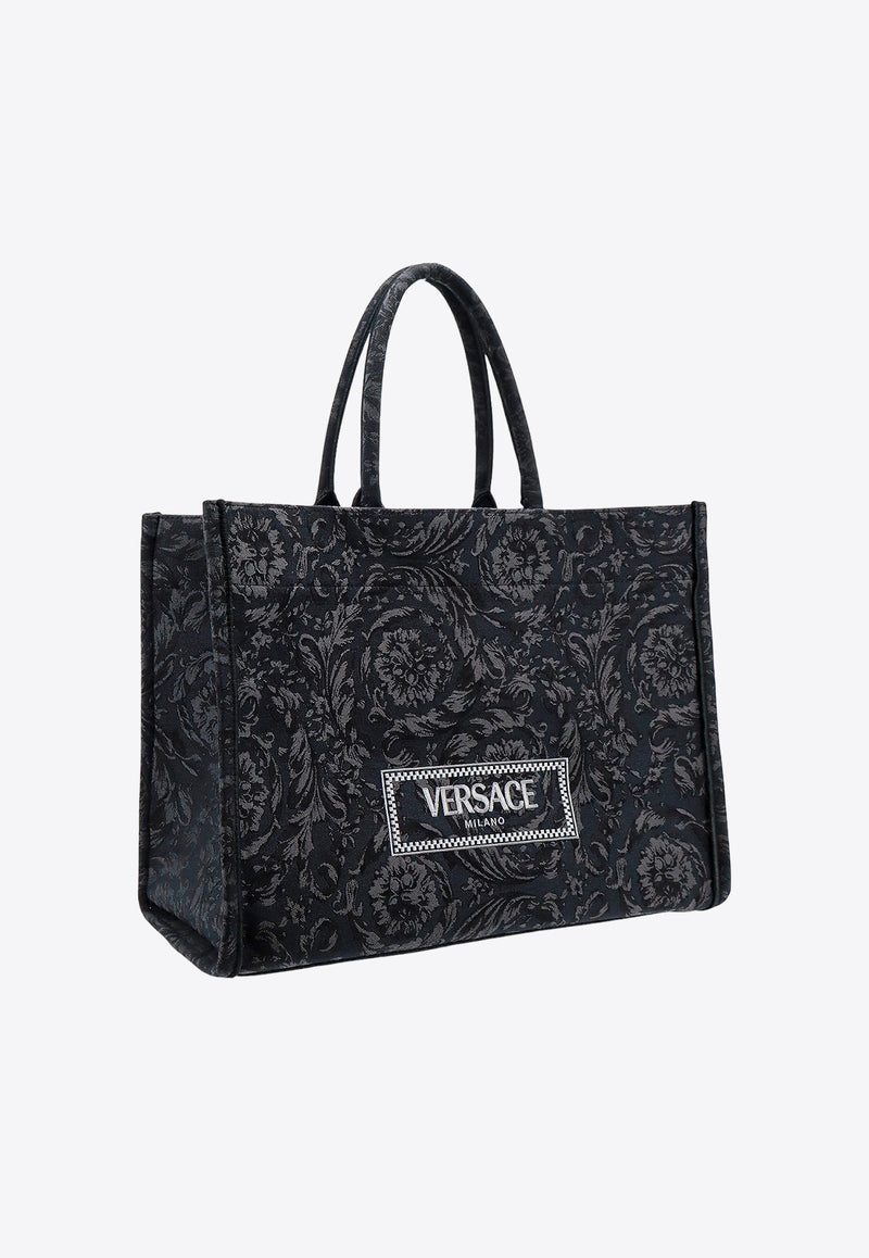 Versace Barocco Athena Jacquard Canvas Tote Bag 10131521A09741_2BM0V Black