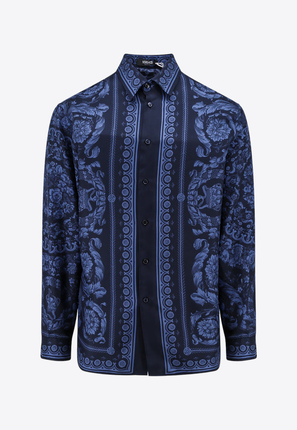 Versace Barroco Print Silk Shirt 10121411A09783_5U960 Blue