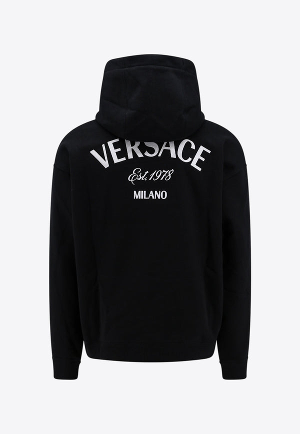 Versace Logo Embroidery Hooded Sweatshirt Black 10139791A09923_1B000