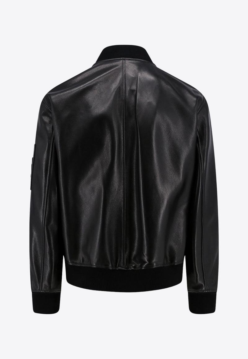 Versace Leather Bomber Jacket 10138671A09813_1B000 Black