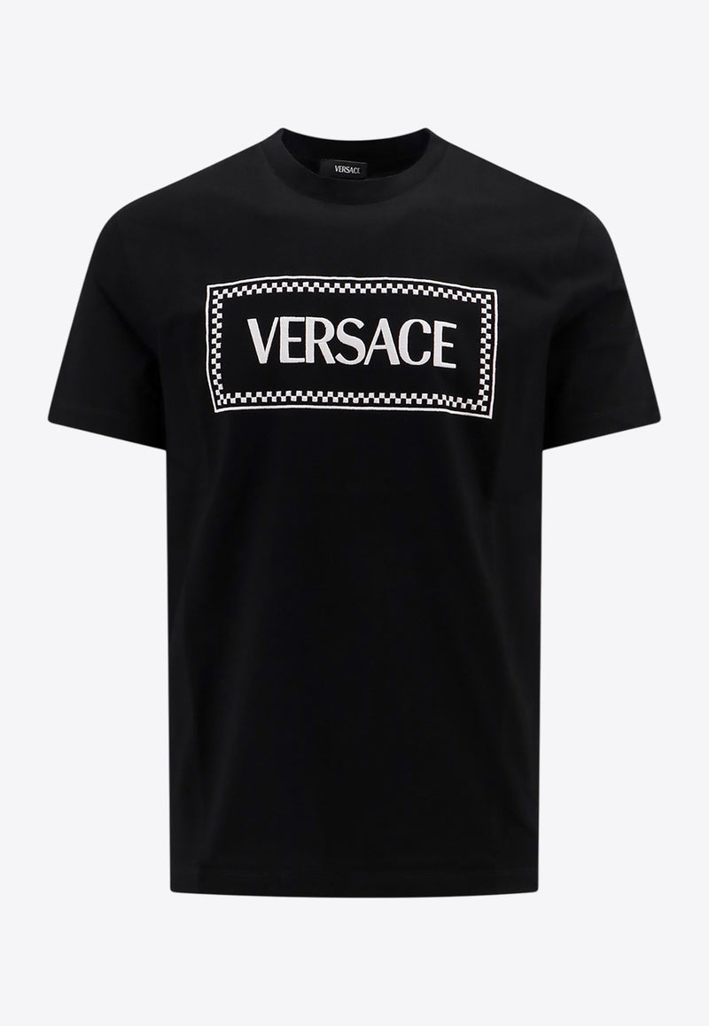 Versace Logo Print Crewneck T-shirt Black 10116941A08584_1B000