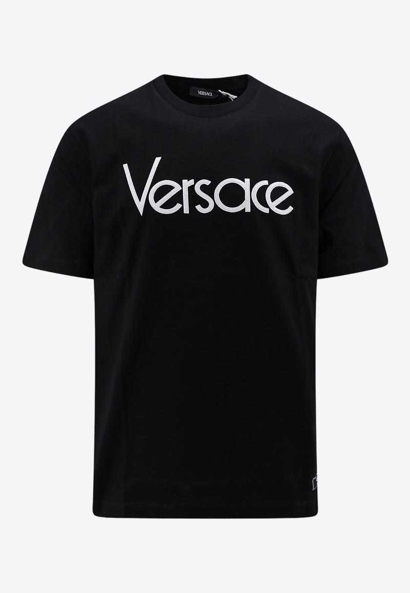 Versace Logo Print Crewneck T-shirt Black 10125451A09028_1B000