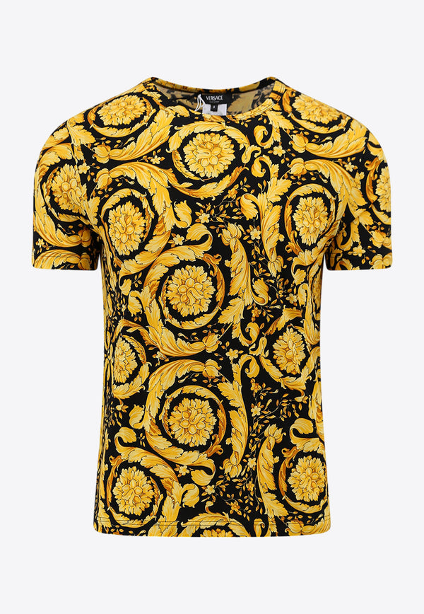 Versace Barocco Print Crewneck T-shirt Yellow 10009591A00515_5B010