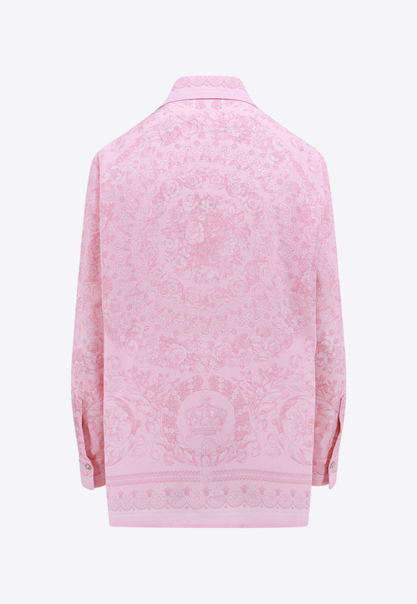 Versace Barocco Print Silk Shirt Pink 10013601A10053_5P950