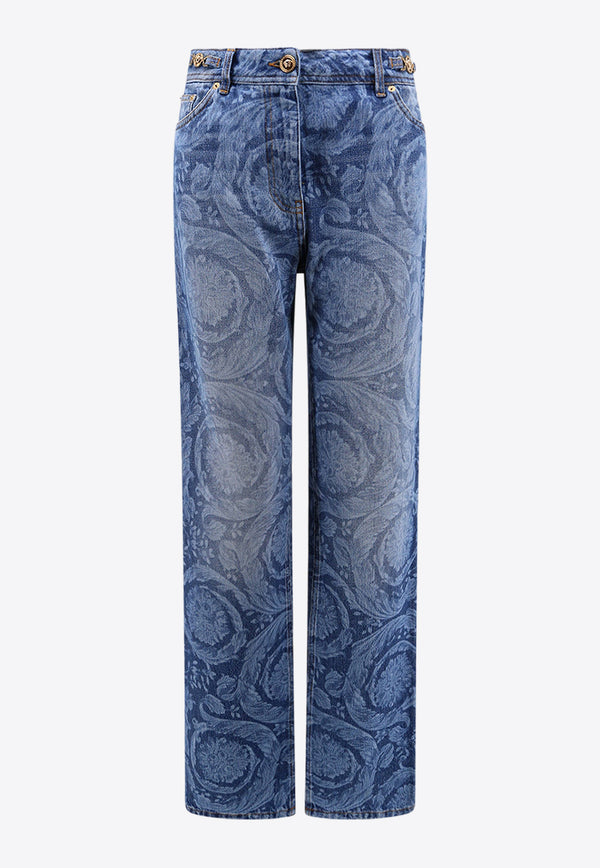 Versace Barocco Jacquard Straight-Leg Jeans Blue 10115191A10029_1D030