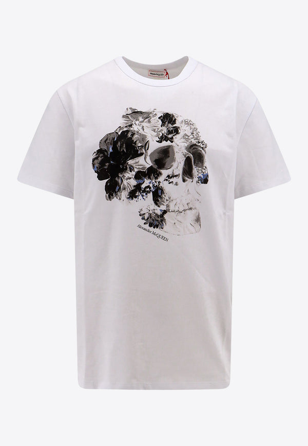 Alexander McQueen Skull Print Crewneck T-shirt White 781994QTABE_0909