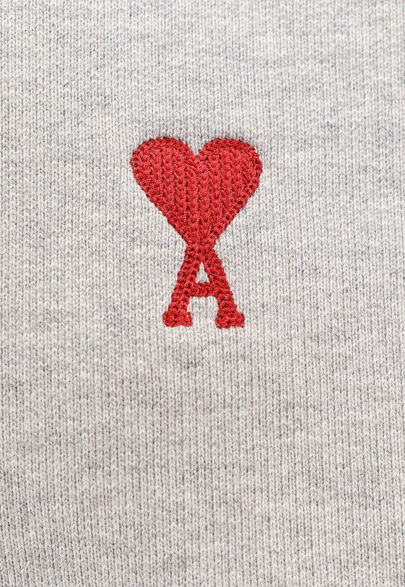 AMI PARIS Embroidered-Logo Hooded Sweatshirt Gray BFUSW205747_0951