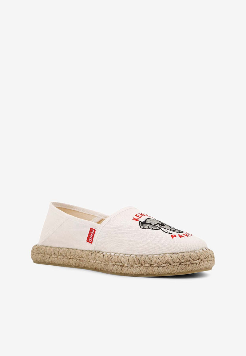 Kenzo Embroidered Elephant Canvas Espadrilles White FE52ES020F82_01