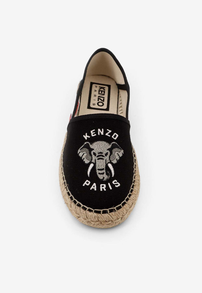 Kenzo Embroidered Elephant Canvas Espadrilles Black FE52ES020F82_99