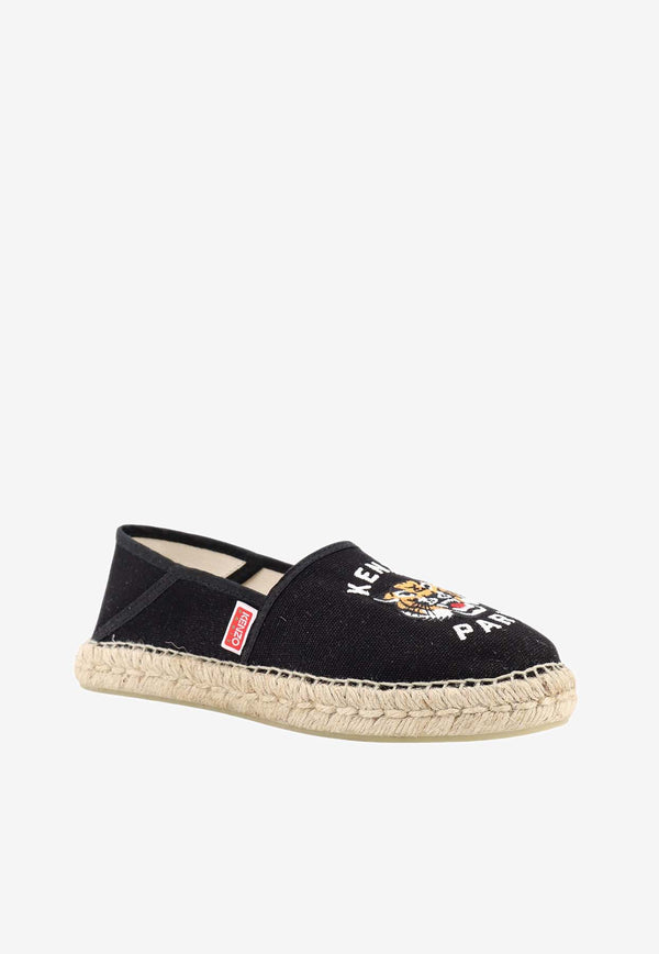 Kenzo Lucky Tiger Embroidered Espadrilles Black FE52ES020F81_99