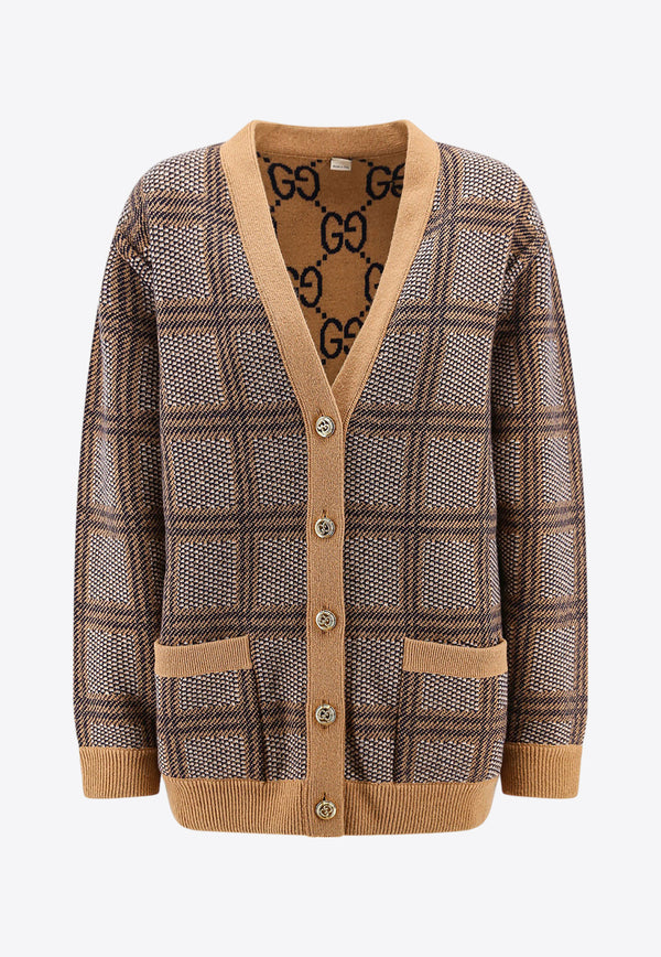 Gucci Reversible Checked Wool Cardigan
 Beige 773903XKDVD_2420