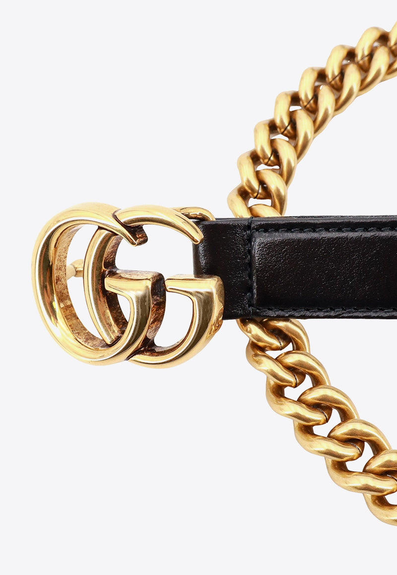 Gucci GG Marmont Thin Chain Belt Black 7601680YAQT_1173