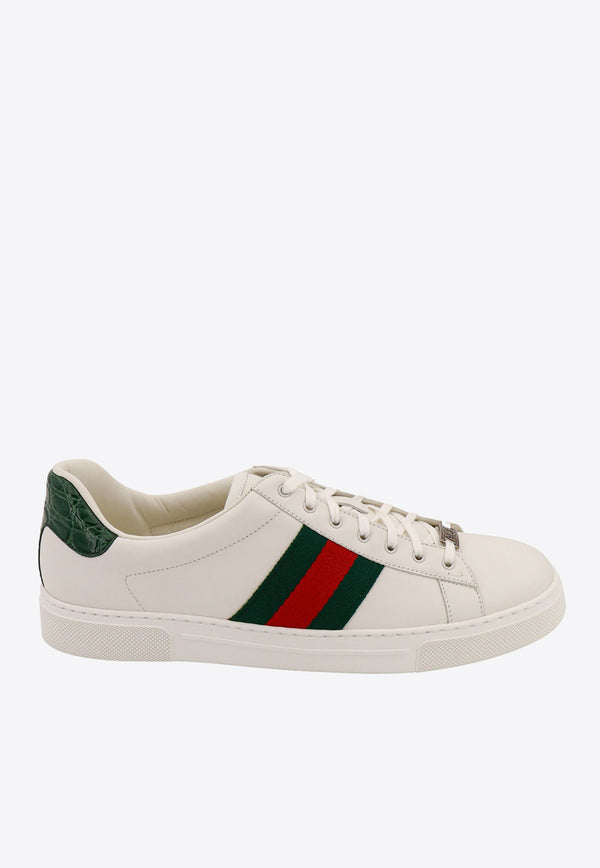 Gucci Ace Leather Low-Top Sneakers White 757892AACAG_9055