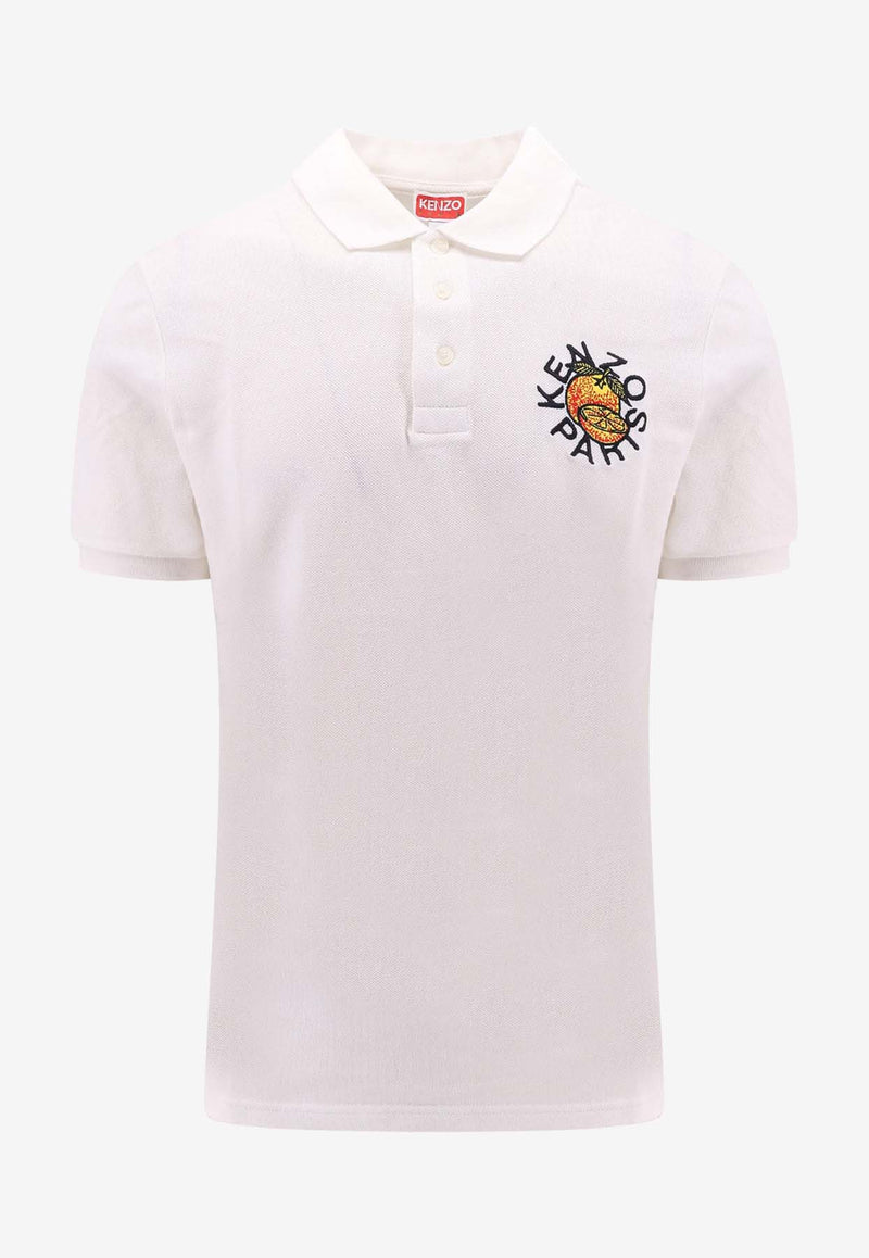 Kenzo Embroidered Orange Polo T-shirt White FE55PO5354PU_02