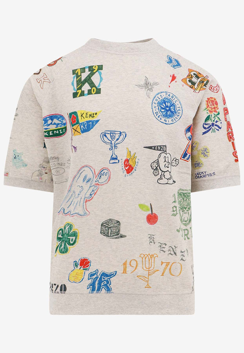 Kenzo Drawn Varsity Printed T-shirt Gray FE55TS0054WC_93