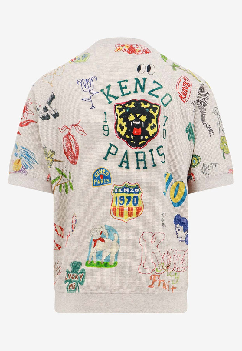 Kenzo Drawn Varsity Printed T-shirt Gray FE55TS0054WC_93