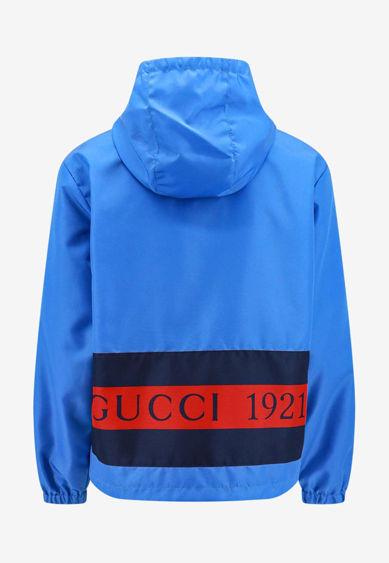 Gucci 1921 Web-Stripe Windbreaker Jacket Blue 770759Z8BO6_4405