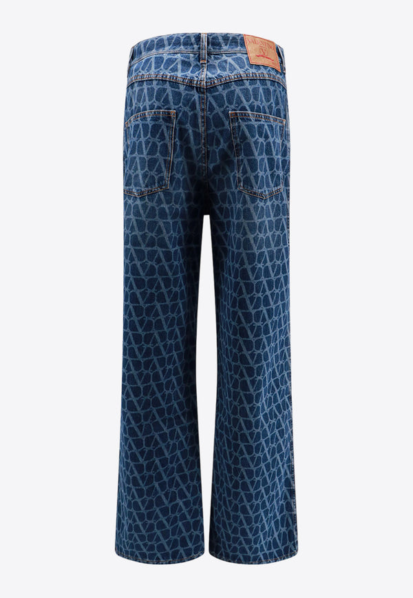Valentino Toile Iconographe Wide-Leg Jeans Blue 4V3DE02O9WE_558