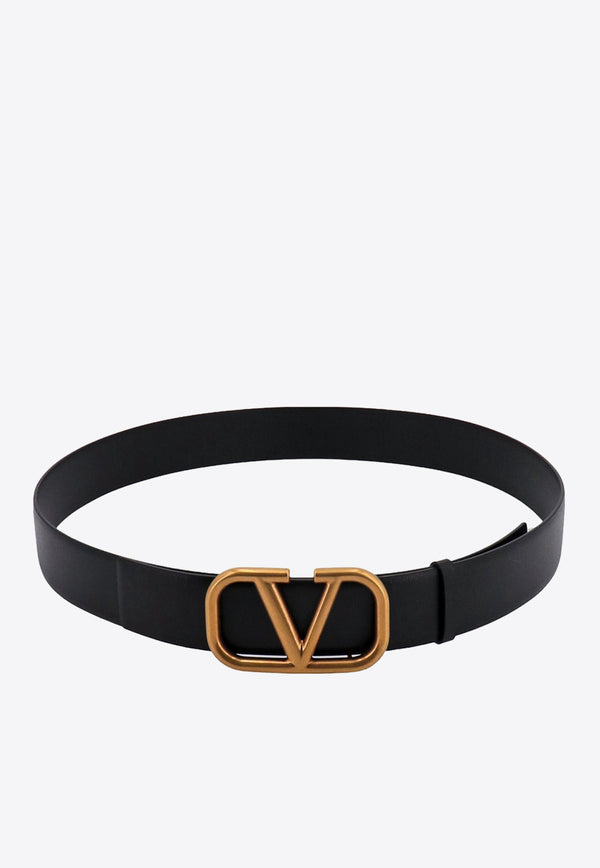 Valentino Signature VLogo Leather Belt Black 4Y2T0Q87ECU_0NO