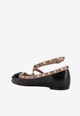 Valentino Rockstud Leather Ballet Flats Black 4W2S0HB6XGR_N71