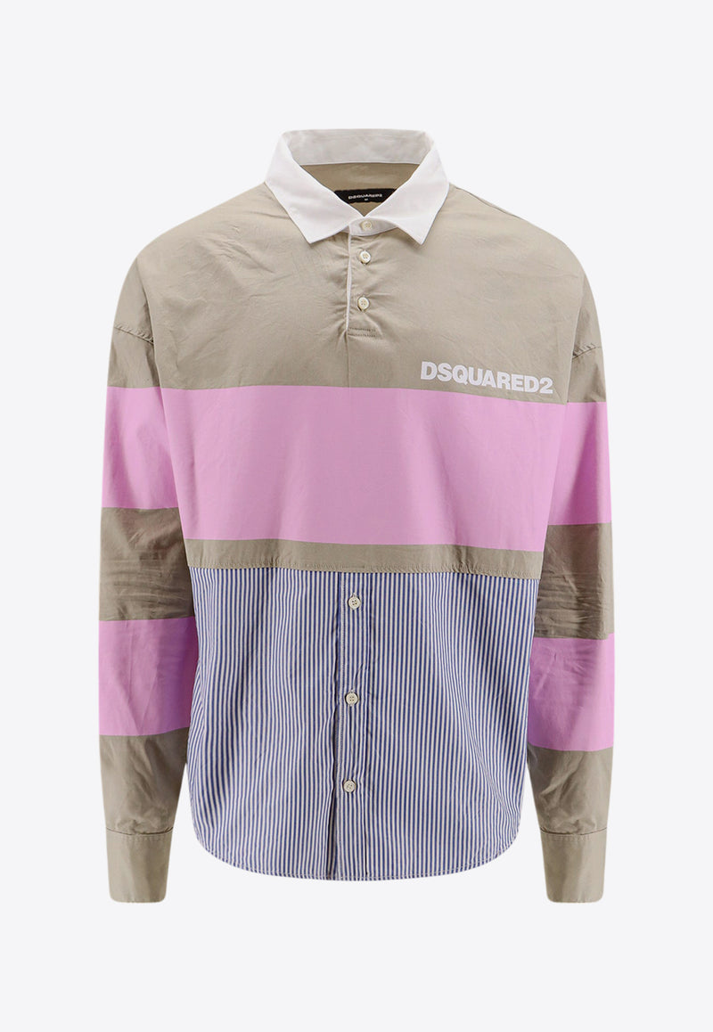 Dsquared2 Rugby Hybrid Striped Shirt Multicolor S71DM0688S35175_801