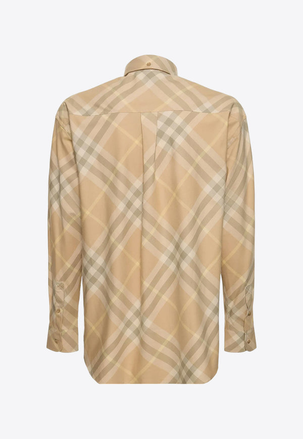 Burberry Checked Long-Sleeved Shirt Beige 8082194_B8686