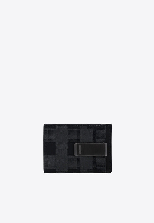 Burberry Check-Pattern Cardholder with Money Clip Black 8070202_A1208