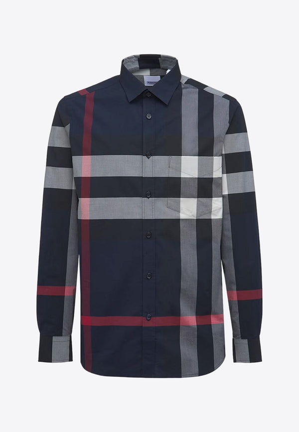 Burberry Long-Sleeved Checkered Shirt Blue 8073216_A1960