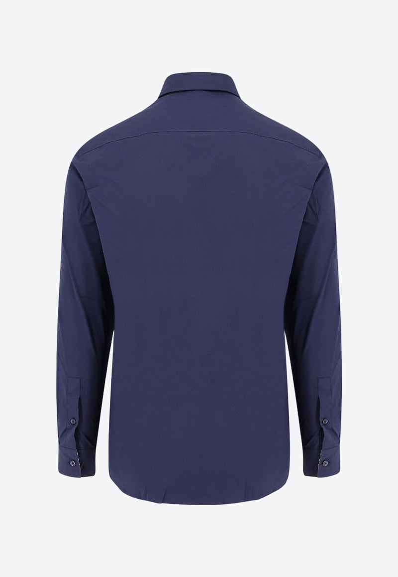 Burberry EKD Embroidered Long-Sleeved Shirt Blue 8071800_A1222