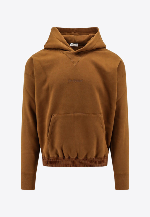 Saint Laurent Logo Embroidered Hooded Sweatshirt Brown 773358Y36SW_2580