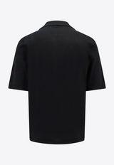 Saint Laurent Cassandre Embroidered Wool Polo T-shirt Black 778950Y75YW_1000