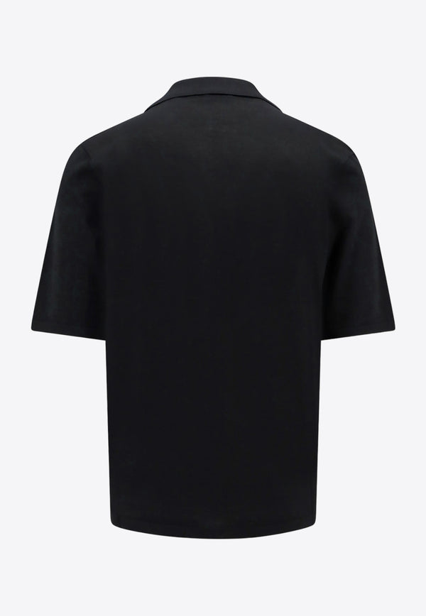 Saint Laurent Cassandre Embroidered Wool Polo T-shirt Black 778950Y75YW_1000