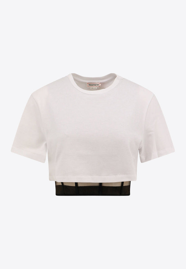 Alexander McQueen Corset Cropped T-shirt

 White 653743QLACF_9000